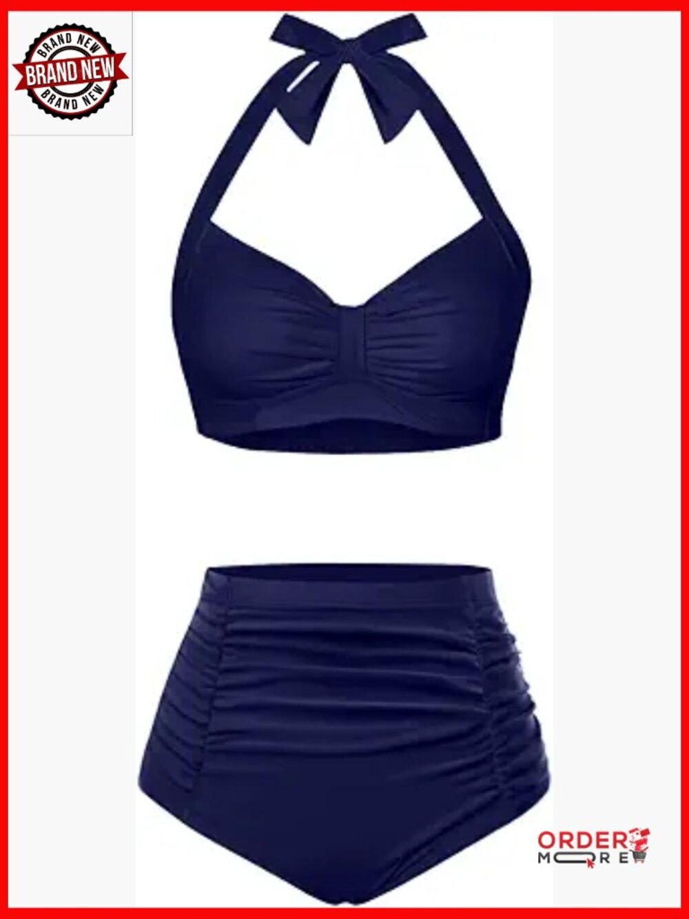 Women High Waisted Bikini Set Tummy Control Halter Two Piece Swimsuit Retro